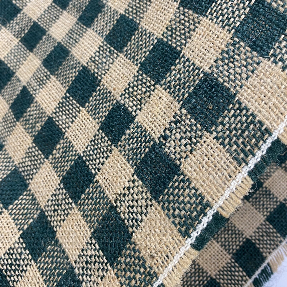"Tela Yuta natural de arpillera verde a cuadros 2,12 lb peso neto 48"" W x 140"" L" Foto 3 de 4