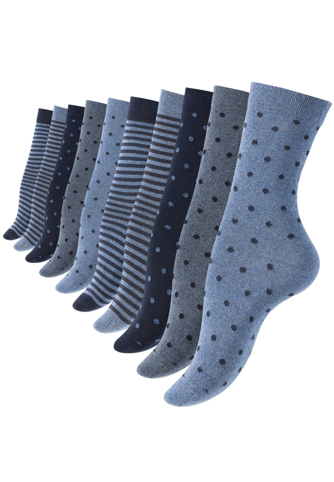 10 oder 20 Paar Damen Mädchen Socken Damensocken Baumwolle Punkte Streifen