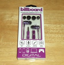 Billboard Titanium Earbuds with Mic Super Bass 3.5mm Plug Purple BB613 NEW 