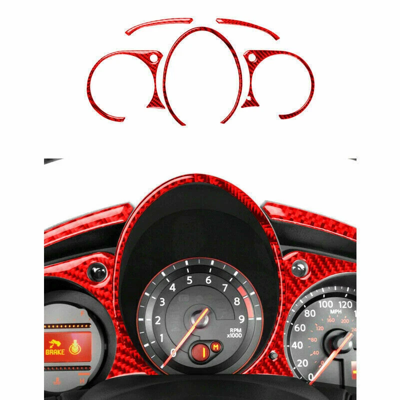 Juego completo de 16 cubiertas de decoración interior de fibra de carbono roja para Nissan 370Z 2009-2020 Foto 2 de 4