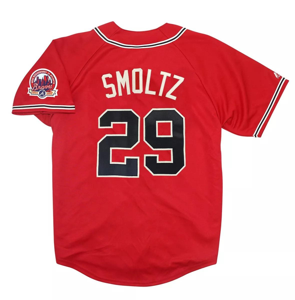 John Smoltz 2006 Atlanta Braves Alternate Red Jersey w 40th Patch Men s S 3XL