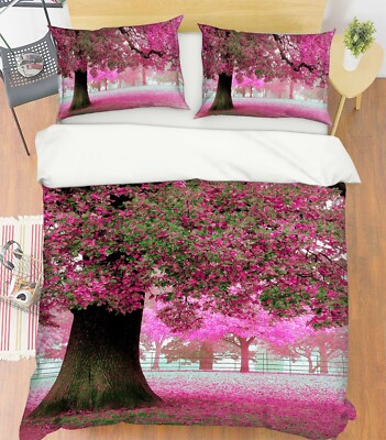 3D Pink Tree ZHUA3493 Bed Pillowcases Quilt Duvet Cover Set Queen King Zoe