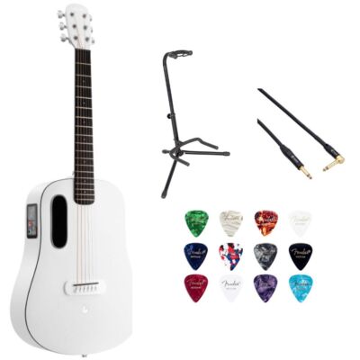 LAVA ME PLAY Frost WHT w/ Guitar Stand, Kopul Cable and Guitar Pick Bundle