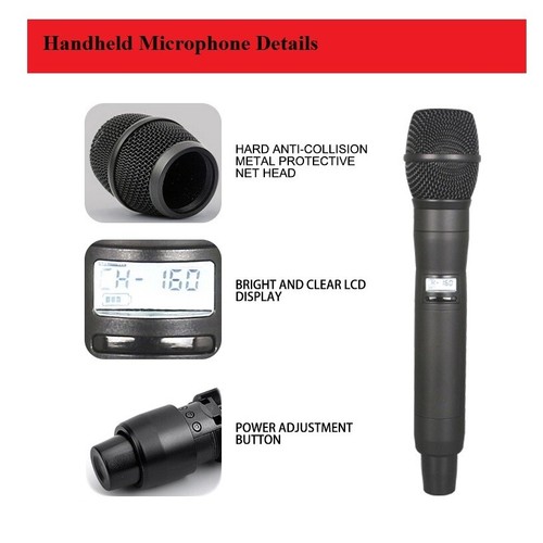 Dual Wireless Microphone Headset handheld true diversity uhf Microphone System - Picture 3 of 6