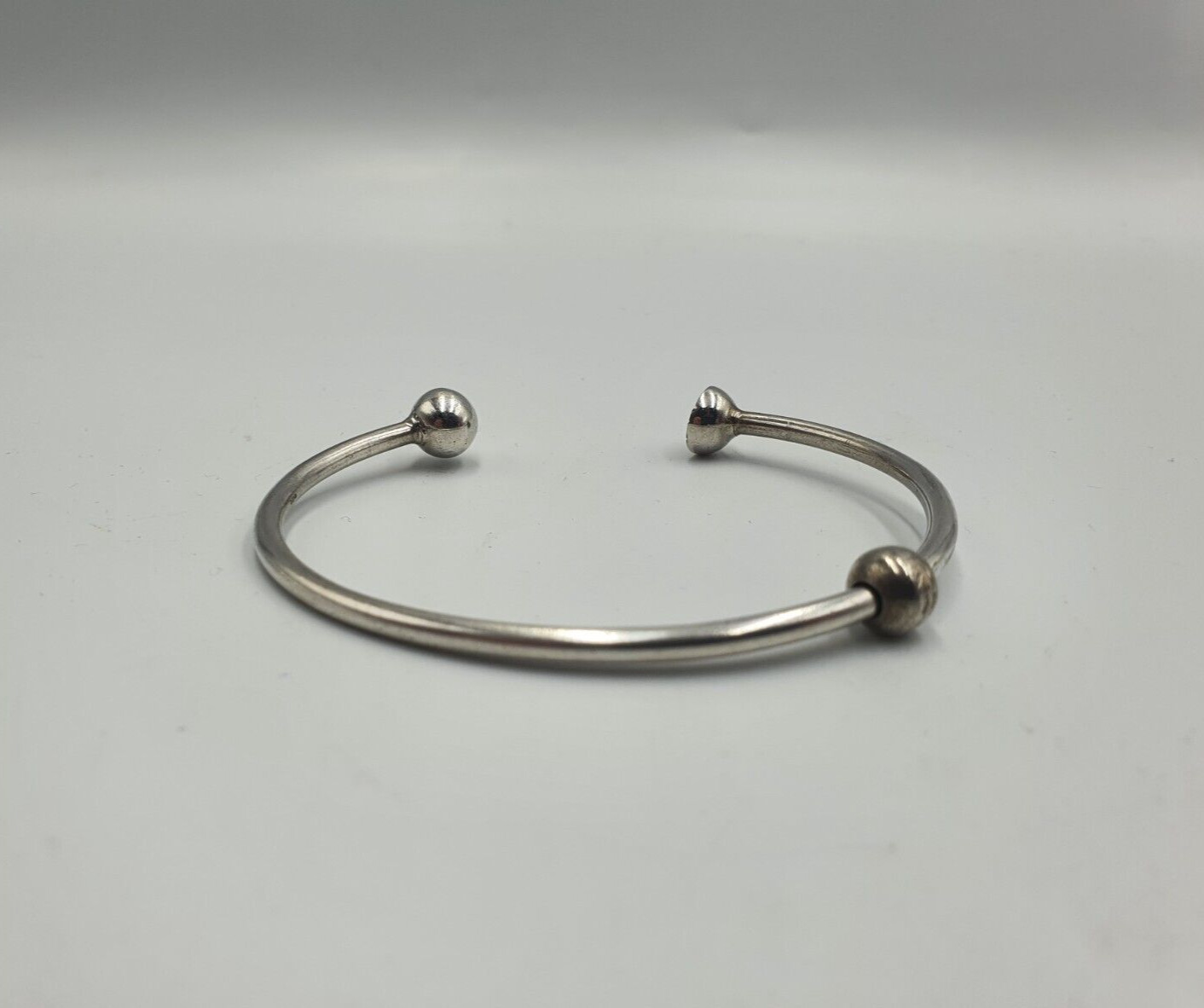 Unusual Design Solid Silver Cuff Bangle Signed PK… - image 1