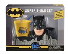 Batman DC Comics Travel Toothbrush, Holder  Rinse Cup Great Smile Set.