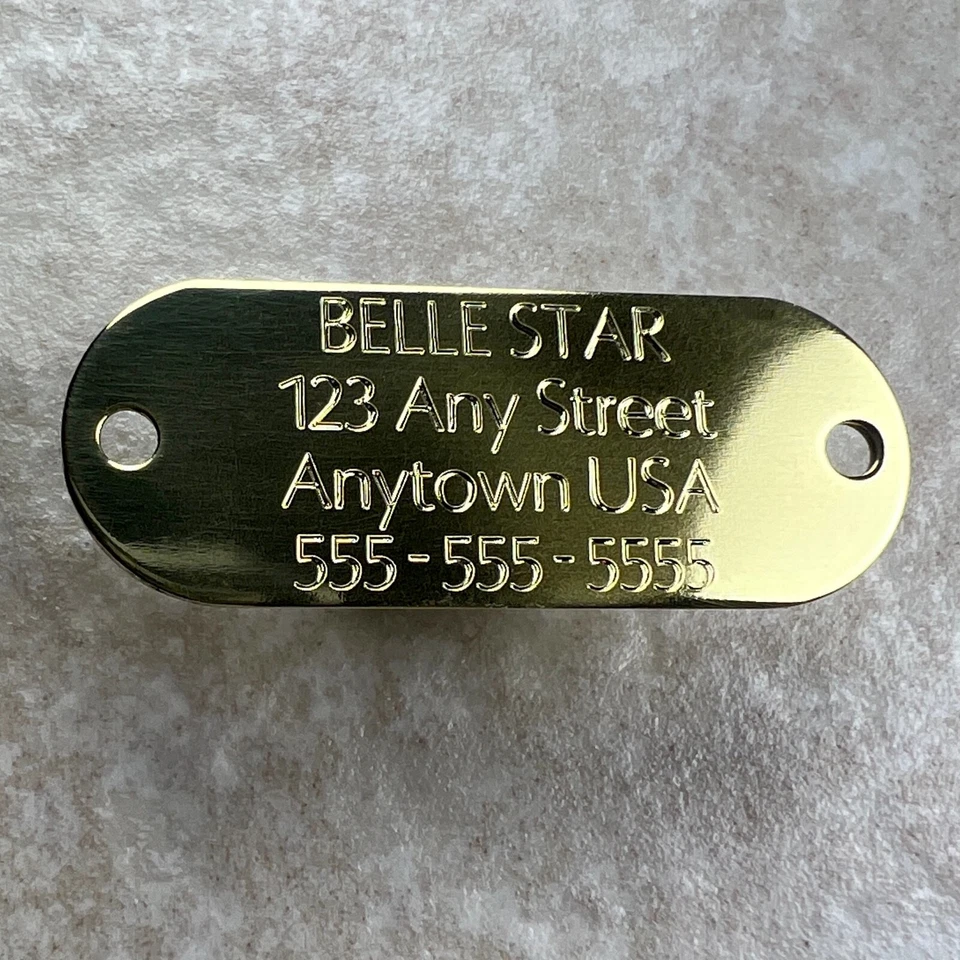 Etiquetas de perro grabadas personalizadas collar de perro etiquetas de identificación PLACA DE NOMBRE LATÓN MEDIANO Foto 3 de 4