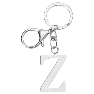 Initial Letter Key Chain Letter A-Z Keychain Initials Keyring, Silver (Z