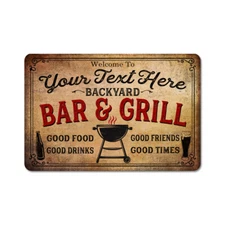 Personalized Backyard Bar and Grill Sign Outdoor Bar Patio Beer BBQ 108120074001
