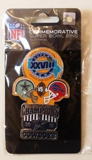 COMMEMORATIVE SUPER BOWL PIN - DALLAS COWBOYS VS BUFFALO BILLS – NEW