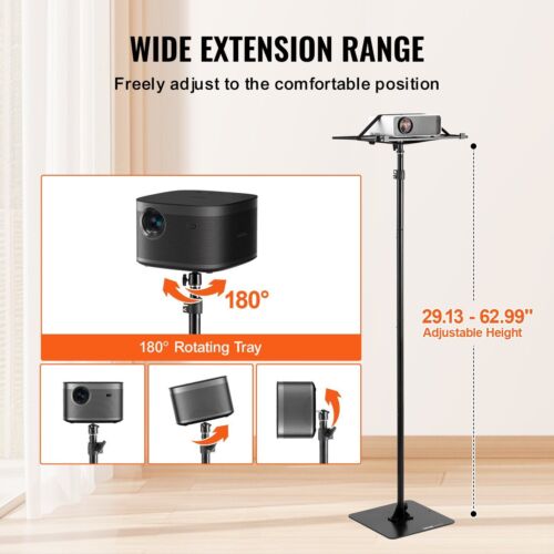 Projector Floor Stand Adjustable Height from 30.3 to 63.4 in for Home Office - Picture 3 of 11