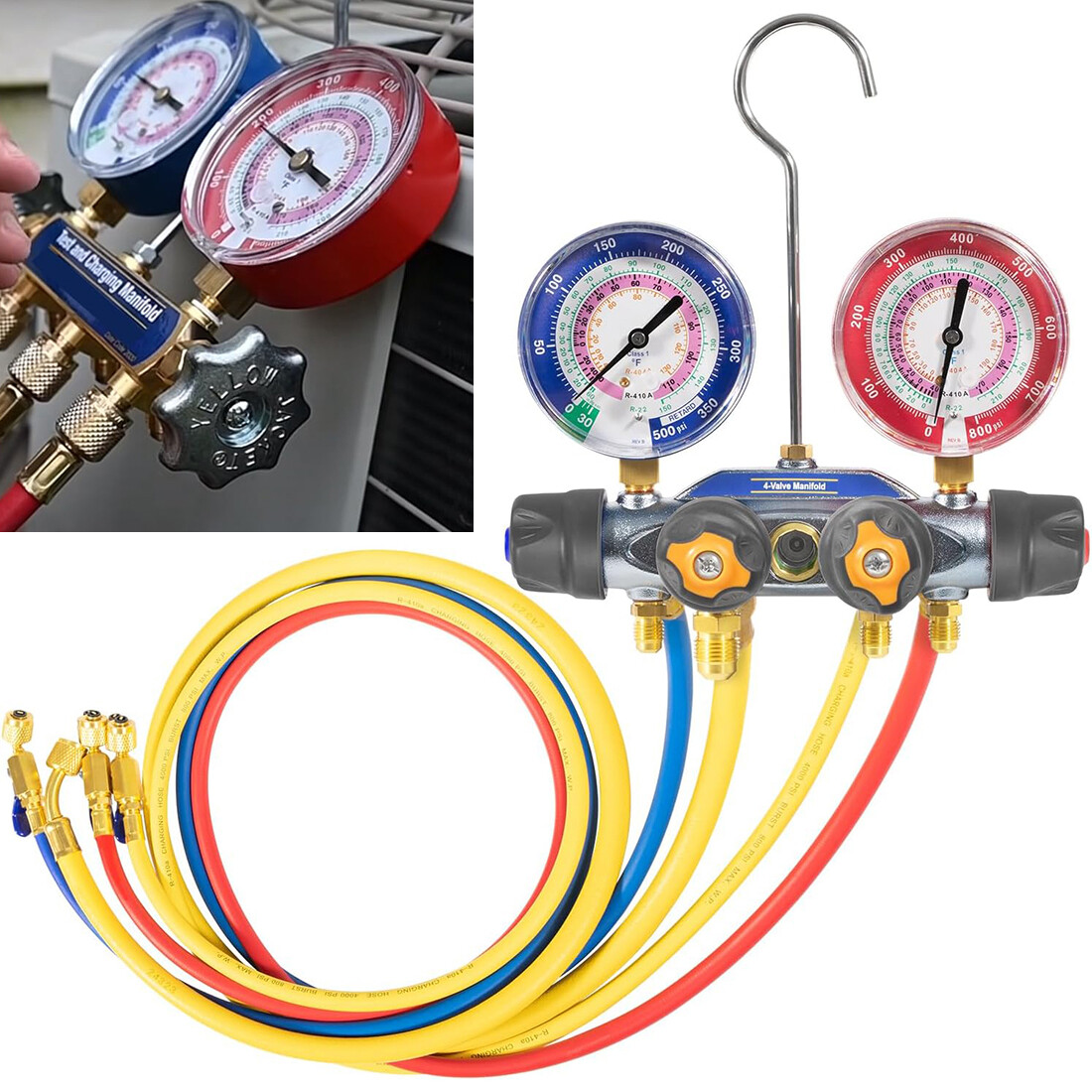 for Yellow Jacket 49968 4Valve Test and Charging Manifold Gauges R22