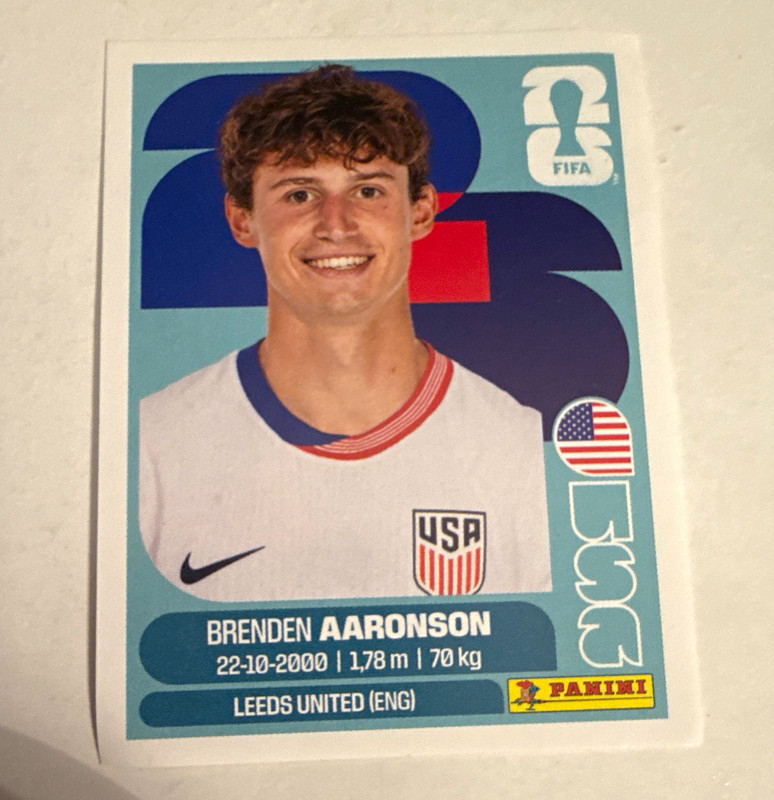 Panini FIFA World Cup 2026 Brenden Aaronson USA 17 Player Portrait Sticker