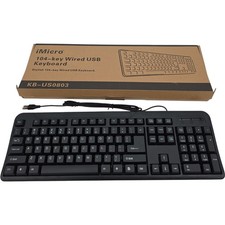 iMicro KB-US0803 104-Key Wired USB Keyboard Black Standard Full Size Plug  Play