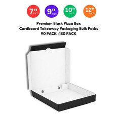 Takeaway Plain Black Pizza Boxes 7-9-10-12 Inch Strong Postal Good Quality
