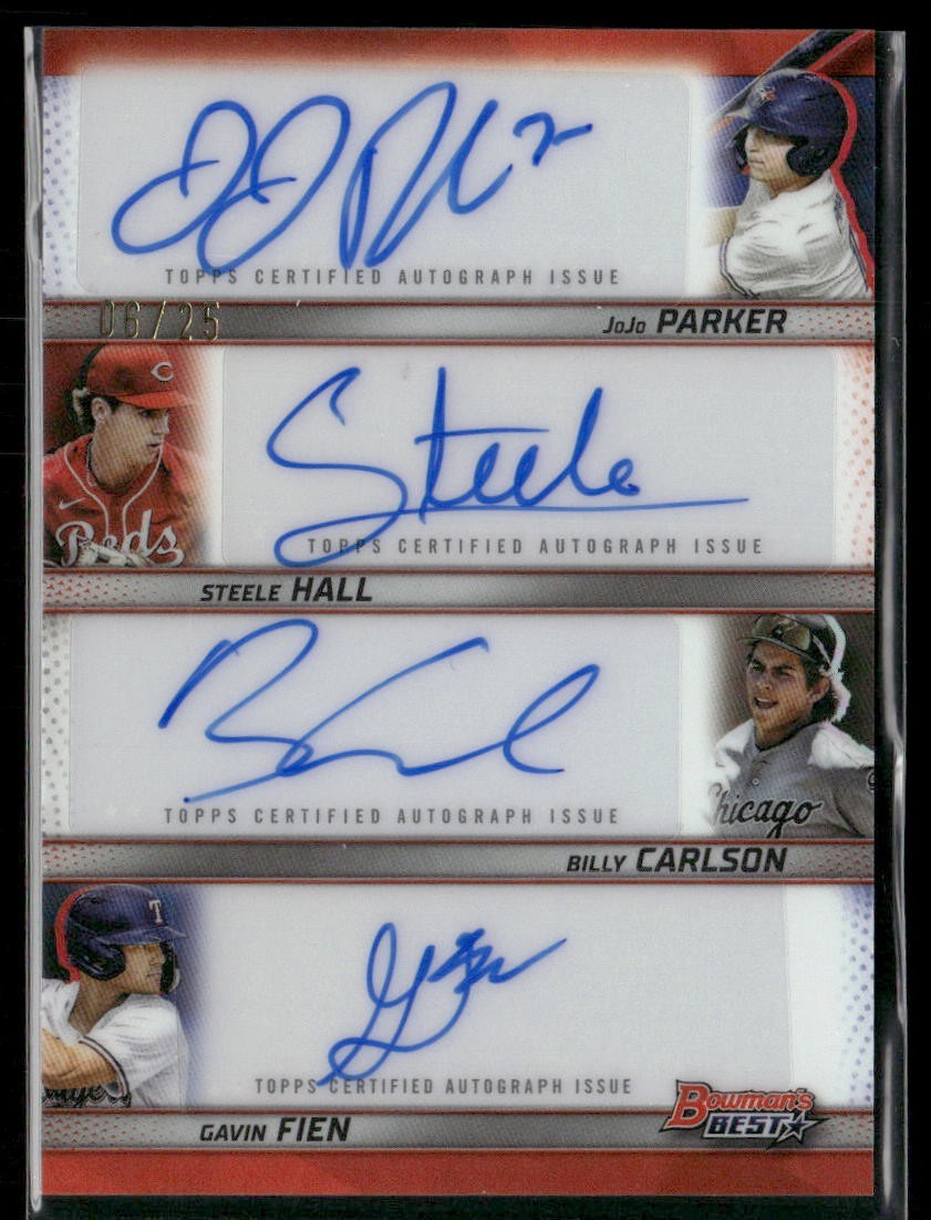 2025 Bowman's Best Quad Auto JoJo Parker Steele Hall Billy Carlson & Fien /25