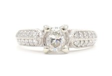 Women's 1.02 Ctw Oval  Round Diamond 14KT White Gold Milgrain Engagement Ring
