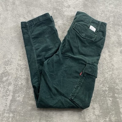 Levis XX Cargo Taper Pants Mens 32x30  Forest Green Corduroy Utility Workwear
