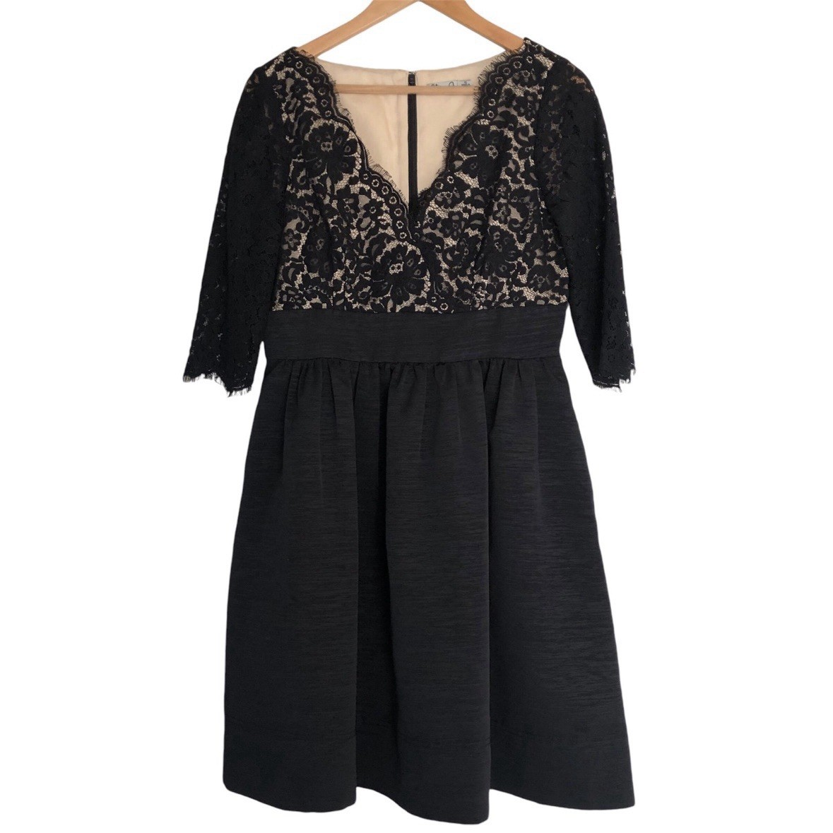 Eliza J Lace Faille Fit & Flare Black Formal Cocktail Classic Dress Sz 10