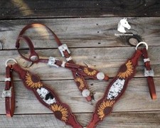 Handmade Tooled Leather Western Horse Tack Set: Adjustable Tack Set