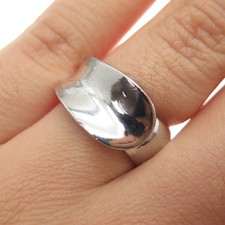 925 Sterling Silver Vintage Italy Modernist Overlap Ring Size 6.25