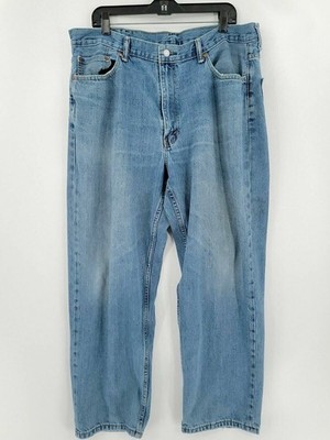 Levis Mens Size W40 L30 Straight Distressed 5 Pocket Design Light Denim Jeans