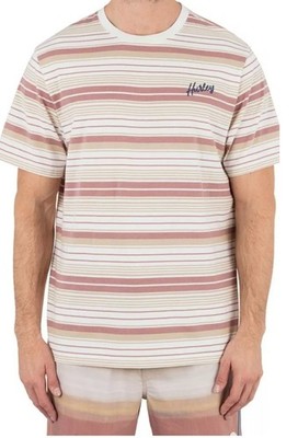 Hurley Men's Naturals Stripe Short Sleeve T-Shirt Phantom Rose Size XXL Earthy