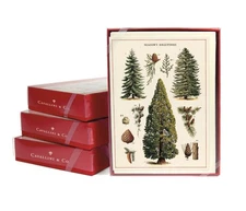 Cavallini & Co. Christmas Trees Glittered Greeting Boxed Notecards