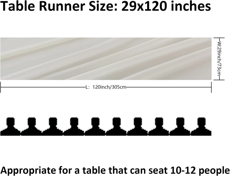 10ft Ivory Chiffon Table Runner 29x120 Inches Wedding Runner Sheer Thanksgivi... - Image 4 of 4