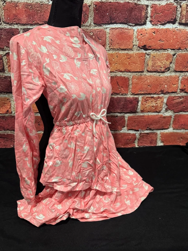 Vestido rosa princesa Disney tamanho meninas 11/12 manga longa arco em camadas MOS/NwoT/LEIA - Imagem 3 de 4