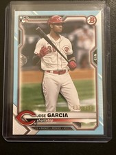 JOSE BARRERO GARCIA 2021 Bowman SKY BLUE # /499 RC Rookie Card Reds. rookie card picture
