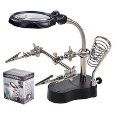 Helping Hands Magnifier Soldering Station,3.5X 12X Magnifying Glass,LED Light...