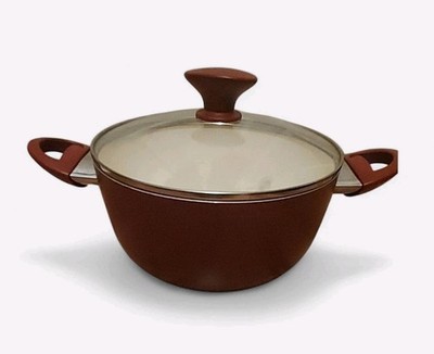 GreenPan 5 Qt  Ceramic Stock Pot Dutch Oven Non Stick Lid Handles Red Burgundy