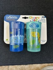 Dr. Brown's Cheers 360 Spoutless Training Cup 2 Pack Blue 10 Oz For 9 m 