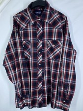 Wrangler Western Shirt Mens XL Black Red Plaid Pearl Snap Long Sleeve Rodeo USA