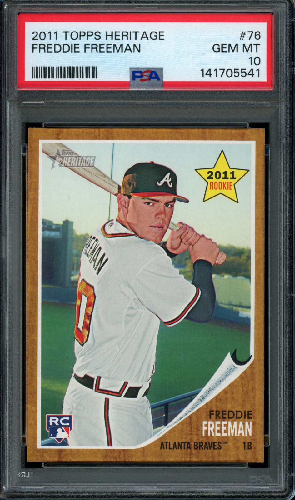 2011 Topps Heritage #76 Freddie Freeman RC Rookie PSA 10 GEM Atlanta Braves