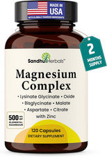 Complete Magnesium Complex 500Mg for Women  Men  120 Capsules  6 in 1 Mag Sup