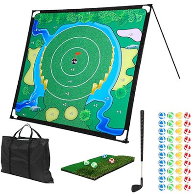 Portable Golf Game for Chipping Practice for All Ages w/40 Practice Balls & Club