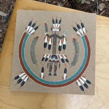 Herbert Ben Sr Navajo Sandpainting Female Yebichai Yei Signed 8x8 Sand Painting