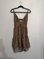 SHEIN Size Large Women’s Leopard Print Sundress Sleeveless Cutout Open Back