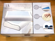 ANTONELLO MILANO 2 PACK HIGH QUALITY GEL INFUSED MEMORY FOAM PILLOWS
