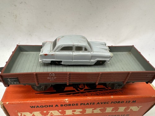 Marklin 4504 DB Flat Wagon with Ford Taunus 17M grey Original Packaging - Picture 2 of 6