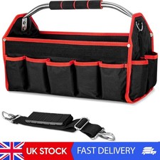 16 Pockets Wide Mouth Electrician Open Top Tool Tote Bag, 16 Inch One Shoulder