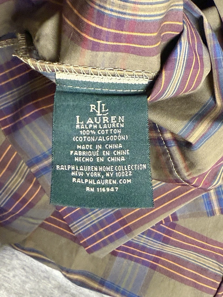 Ralph Lauren ADRIANA CUADROS Verde Oliva 2 Fundas de Almohada ESTÁNDAR 100% Algodón Foto 4 de 4