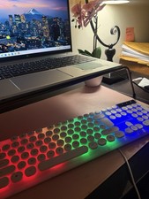 RGB Backlit Wired Keyboard Round Keys USB White Retro Style