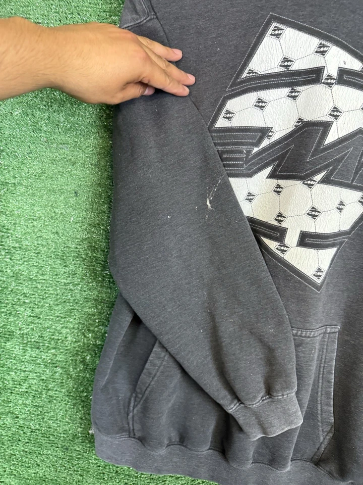 Винтажная мужская толстовка с капюшоном FMF Racing для мотокросса размер M серый флисовый пуловер Y2K - Изображение 4 из 4