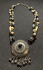Vintage Tribal Festival Boho Afghan Kuchi inspired Beads  Bells Necklace