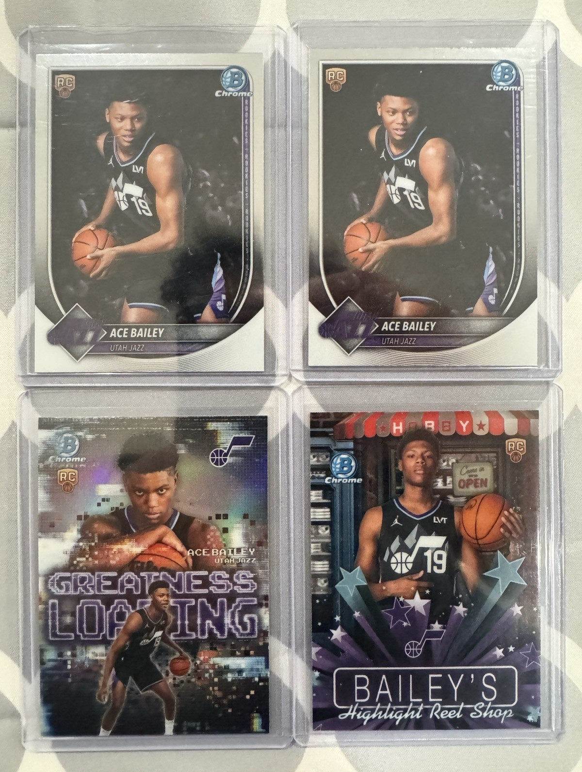 Topps Bowman Chrome 2025 Ace Bailey Utah Jazz RC GL-5 HS-9 BCV-5 Lot x4