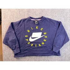Nike Sportswear Sweatshirt Womens Small Navy Blue Graphic Pullover NSW Fleece S