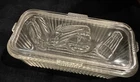 Vintage  Federal Glass Refrigerator Dish/Box Embossed Vegetable W/ Lid  81/2x4x3